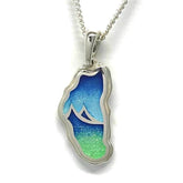 Fine Silver Lake Tahoe Enamel Pendant named the "Lake Tahoe Mountain R